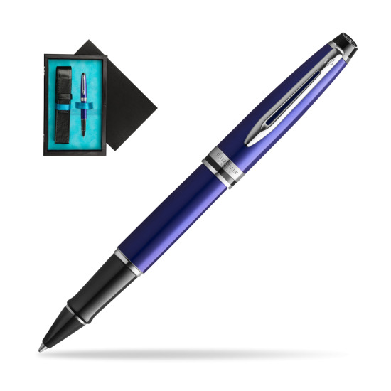 Waterman Expert Deep Blue RollerBall pen in single wooden box Black Single Turquoise