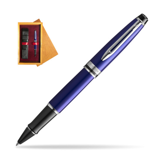 Waterman Expert Deep Blue RollerBall pen in single wooden box Honey Single Maroon