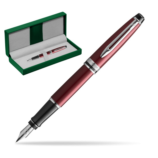 Waterman Fountain Pen Expert Dark Red CT in the green leather box