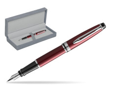 Waterman Fountain Pen Expert Dark Red CT in suede box grey
