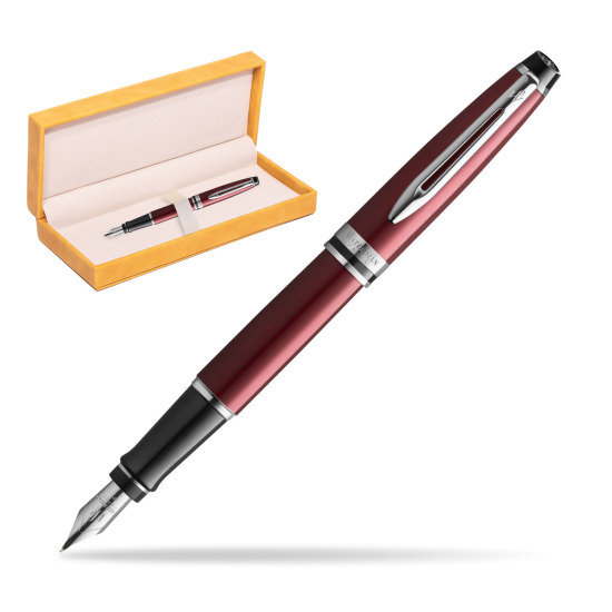 Waterman Fountain Pen Expert Dark Red CT in suede box yellow