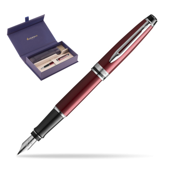 Waterman Fountain Pen Expert Dark Red CT in original Waterman box, slide-out case