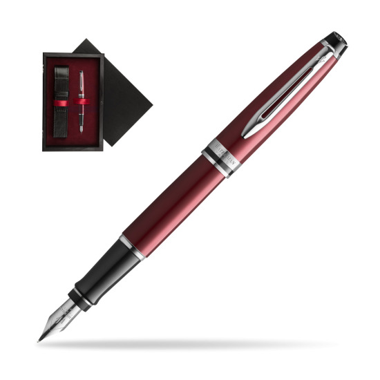 Waterman Fountain Pen Expert Dark Red CT in single wooden box Black Single Maroon