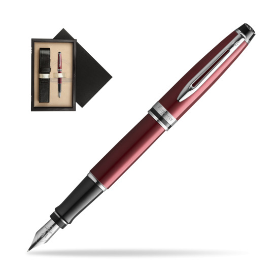 Waterman Fountain Pen Expert Dark Red CT in single wooden box Wenge Single Ecru