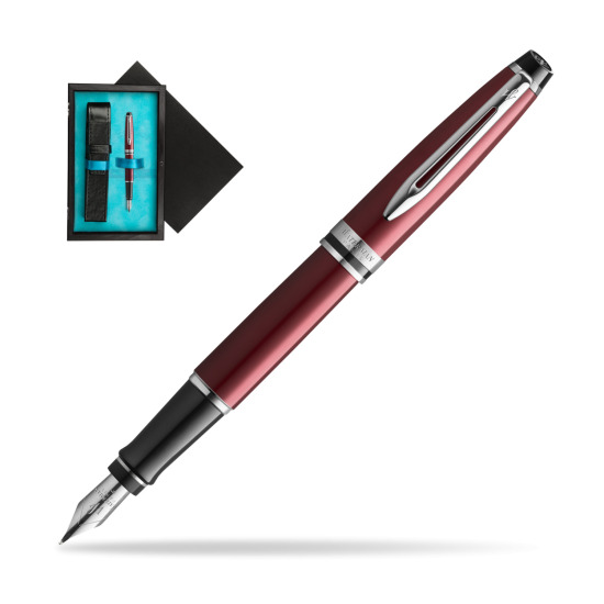 Waterman Fountain Pen Expert Dark Red CT in single wooden box Black Single Turquoise