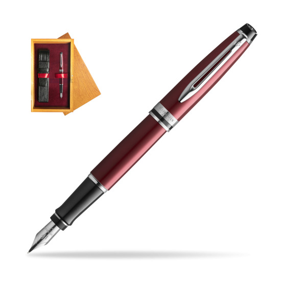 Waterman Fountain Pen Expert Dark Red CT in single wooden box Honey Single Maroon