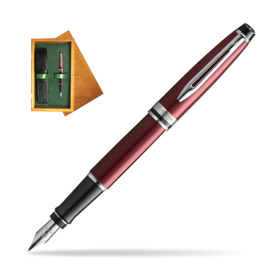 Waterman Fountain Pen Expert Dark Red CT in single wooden box Honey Single Green