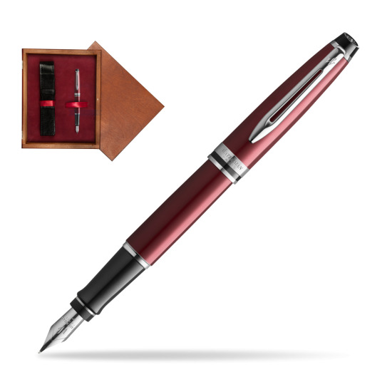 Waterman Fountain Pen Expert Dark Red CT in single wooden box Mahogany Single Maroon