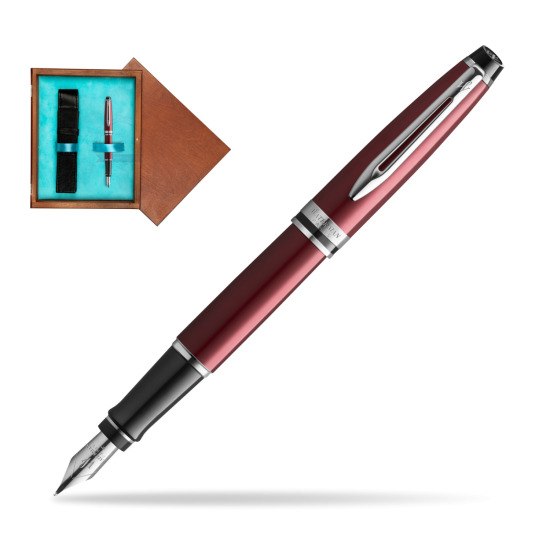Waterman Fountain Pen Expert Dark Red CT in single wooden box Mahogany Single Turquoise 