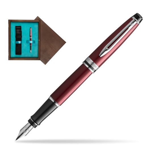 Waterman Fountain Pen Expert Dark Red CT in single wooden box Wenge Single Turquoise 