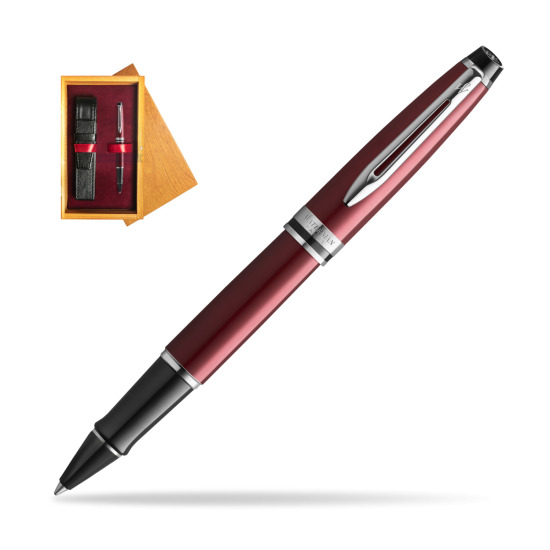 Waterman Expert Dark Red RollerBall Pen in single wooden box Honey Single Maroon