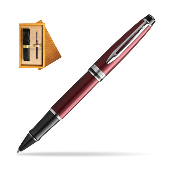 Waterman Expert Dark Red RollerBall Pen in single wooden box Honey Single Ecru