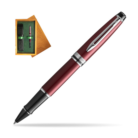 Waterman Expert Dark Red RollerBall Pen in single wooden box Honey Single Green