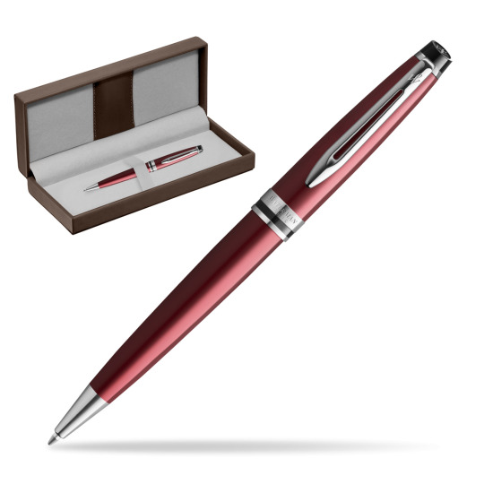 Waterman Ballpoint Pen Expert Dark Red CT in the brown leather box
