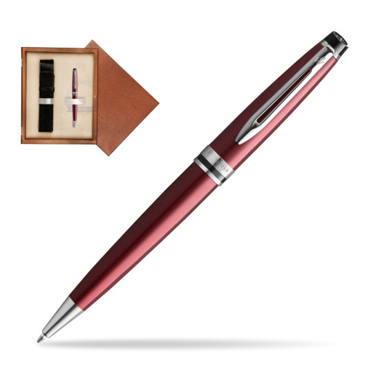 Waterman Ballpoint Pen Expert Dark Red CT in single wooden box Mahogany Single Ecru