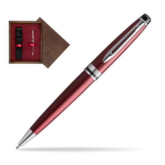 Waterman Ballpoint Pen Expert Dark Red CT in single wooden box Wenge Single Maroon