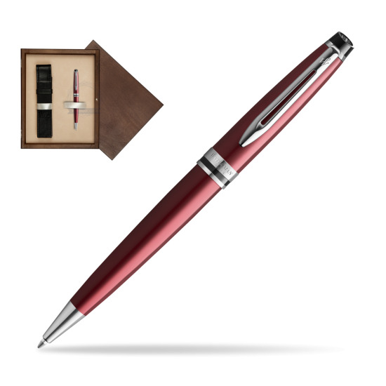 Waterman Ballpoint Pen Expert Dark Red CT in single wooden box Wenge Single Ecru