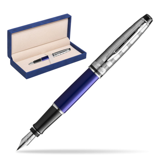 Waterman Fountain Pen Expert DeLuxe  Navy Blue CT in suede box navy blue