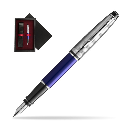 Waterman Fountain Pen Expert DeLuxe  Navy Blue CT in single wooden box Black Single Maroon
