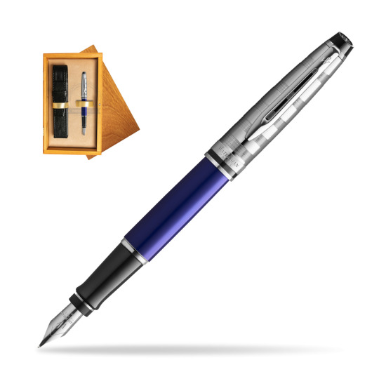 Waterman Fountain Pen Expert DeLuxe  Navy Blue CT in single wooden box Honey Single Ecru