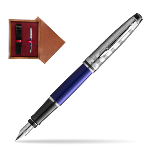 Waterman Fountain Pen Expert DeLuxe  Navy Blue CT in single wooden box Mahogany Single Maroon
