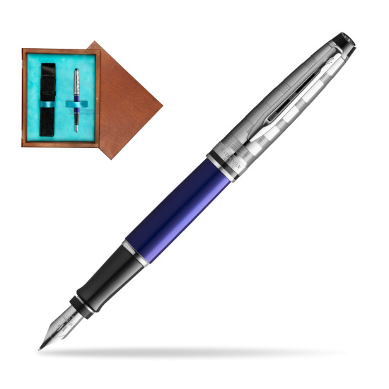Waterman Fountain Pen Expert DeLuxe  Navy Blue CT in single wooden box Mahogany Single Turquoise 