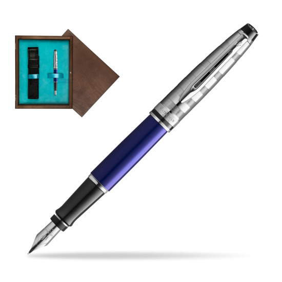Waterman Fountain Pen Expert DeLuxe  Navy Blue CT in single wooden box Wenge Single Turquoise 