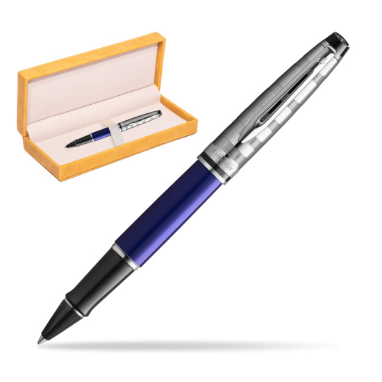 Waterman Expert DeLuxe Deep Blue RollerPenna a Sfera in suede box yellow