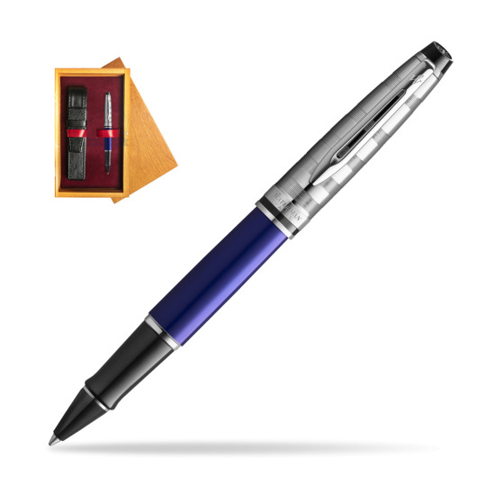 Waterman Expert DeLuxe Deep Blue RollerPenna a Sfera in single wooden box Honey Single Maroon