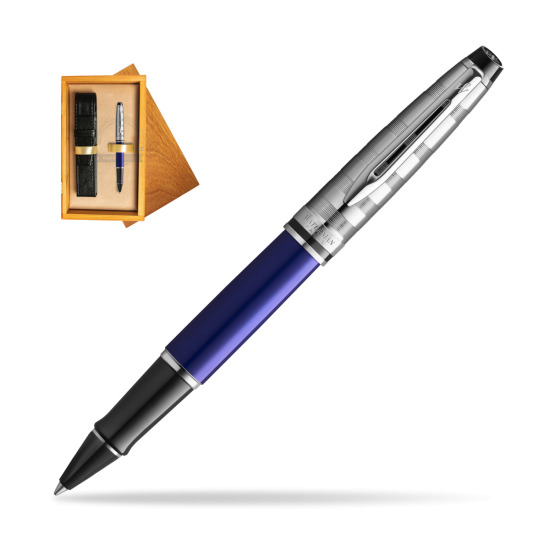 Waterman Expert DeLuxe Deep Blue RollerPenna a Sfera in single wooden box Honey Single Ecru