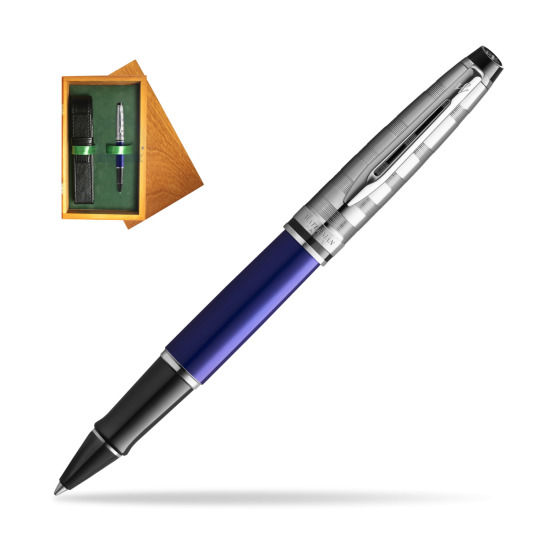 Waterman Expert DeLuxe Deep Blue RollerPenna a Sfera in single wooden box Honey Single Green
