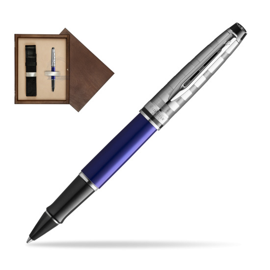 Waterman Expert DeLuxe Deep Blue RollerPenna a Sfera in single wooden box Wenge Single Ecru