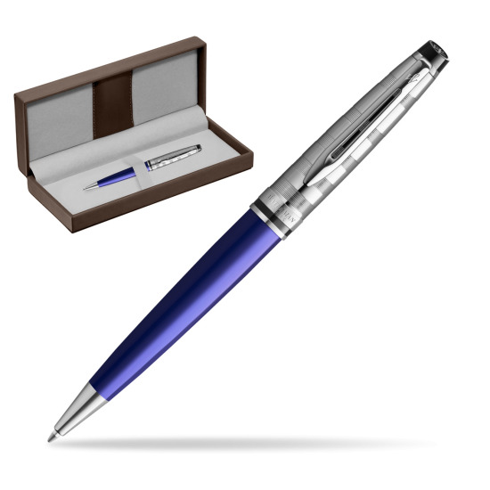 Waterman Ballpoint Pen Expert DeLuxe Navy Blue CT in the brown leather box