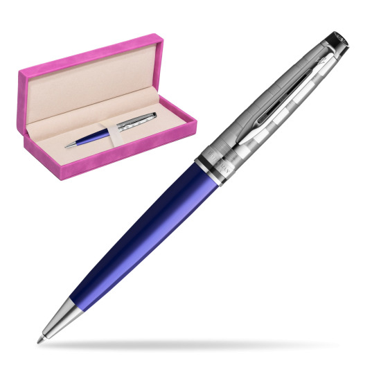 Waterman Penna a Sfera Expert DeLuxe Navy Blue CT in suede box fuchsia