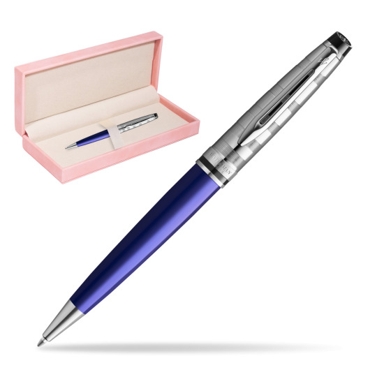 Waterman Penna a Sfera Expert DeLuxe Navy Blue CT in suede box pink