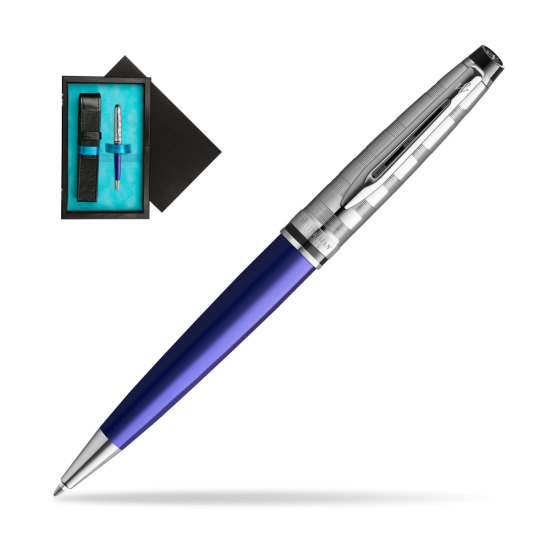Waterman Penna a Sfera Expert DeLuxe Navy Blue CT in single wooden box Black Single Turquoise