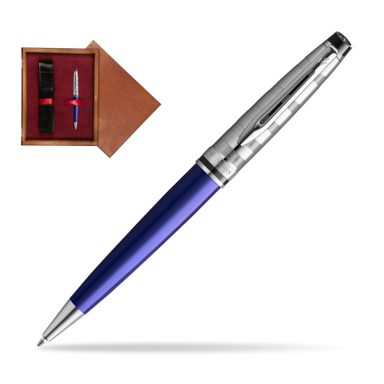 Waterman Penna a Sfera Expert DeLuxe Navy Blue CT in single wooden box Mahogany Single Maroon