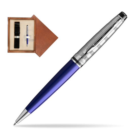 Waterman Penna a Sfera Expert DeLuxe Navy Blue CT in single wooden box Mahogany Single Ecru