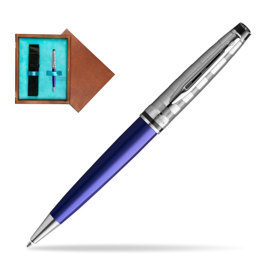 Waterman Penna a Sfera Expert DeLuxe Navy Blue CT in single wooden box Mahogany Single Turquoise 