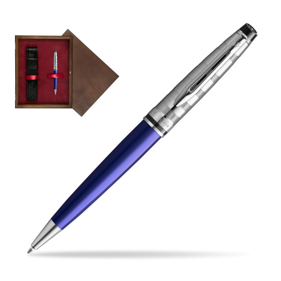Waterman Penna a Sfera Expert DeLuxe Navy Blue CT in single wooden box Wenge Single Maroon