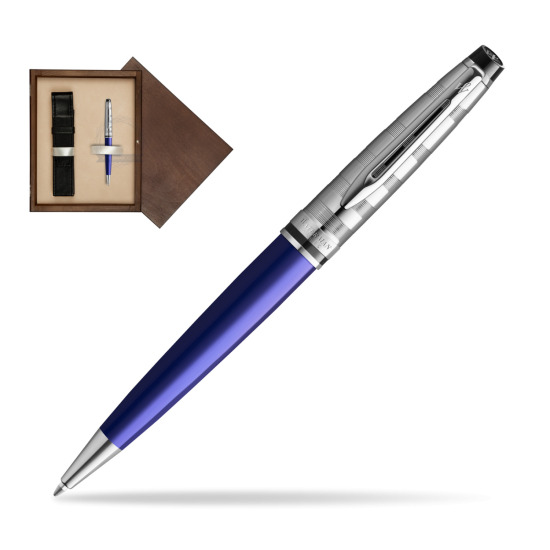 Waterman Penna a Sfera Expert DeLuxe Navy Blue CT in single wooden box Wenge Single Ecru