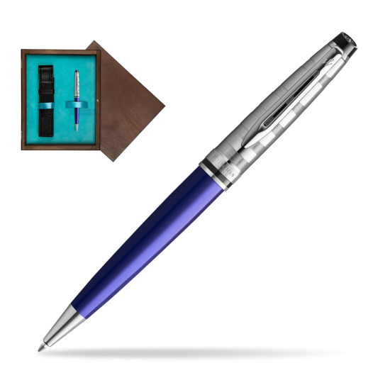 Waterman Penna a Sfera Expert DeLuxe Navy Blue CT in single wooden box Wenge Single Turquoise 