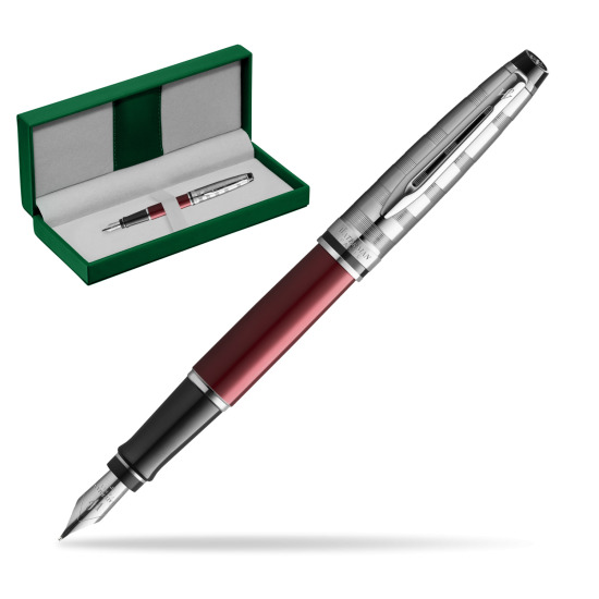 Waterman Fountain Pen Expert DeLuxe Dark Red CT in the green leather box