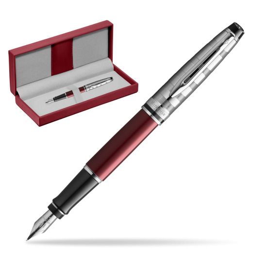 Waterman Fountain Pen Expert DeLuxe Dark Red CT in the red leather box