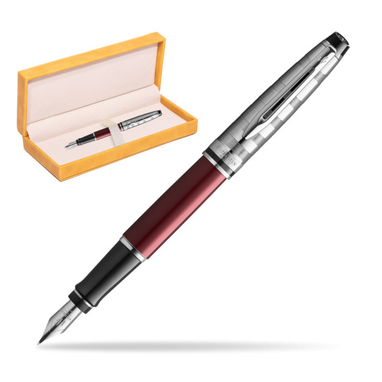 Waterman Fountain Pen Expert DeLuxe Dark Red CT in suede box yellow