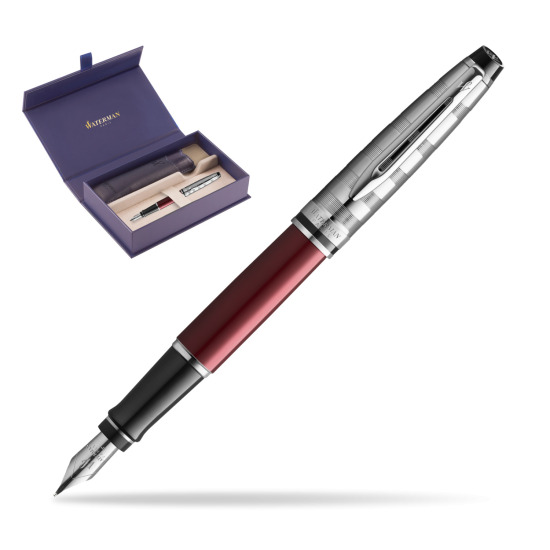 Waterman Fountain Pen Expert DeLuxe Dark Red CT in original Waterman box, slide-out case
