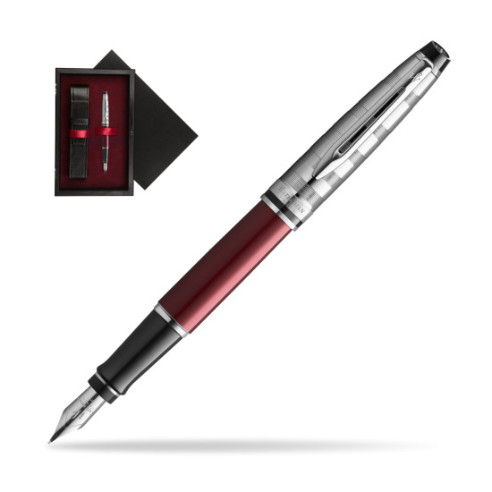Waterman Fountain Pen Expert DeLuxe Dark Red CT in single wooden box Black Single Maroon
