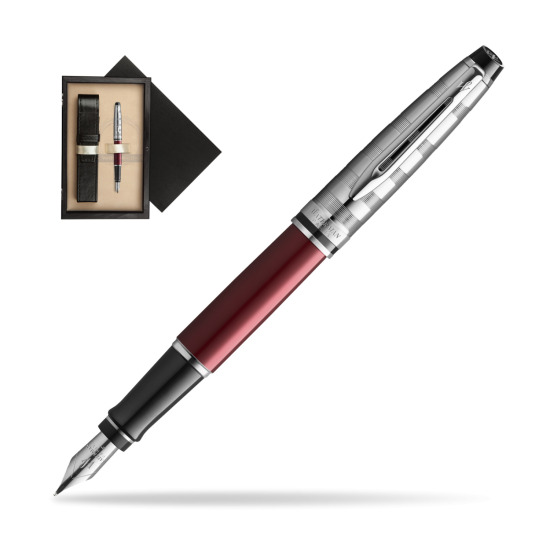 Waterman Fountain Pen Expert DeLuxe Dark Red CT in single wooden box Wenge Single Ecru