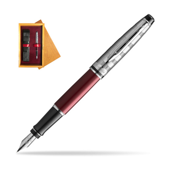 Waterman Fountain Pen Expert DeLuxe Dark Red CT in single wooden box Honey Single Maroon