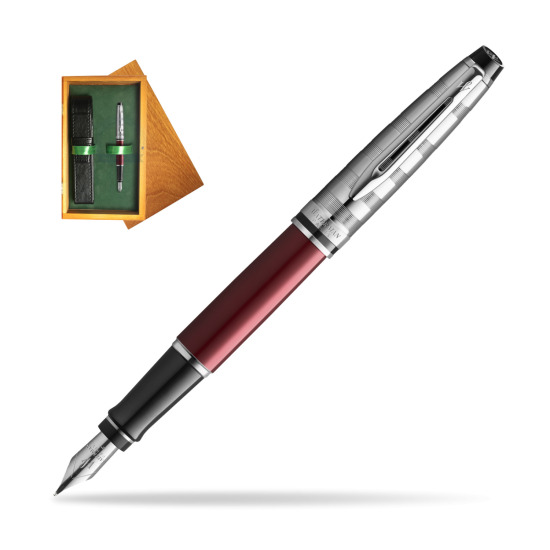 Waterman Fountain Pen Expert DeLuxe Dark Red CT in single wooden box Honey Single Green